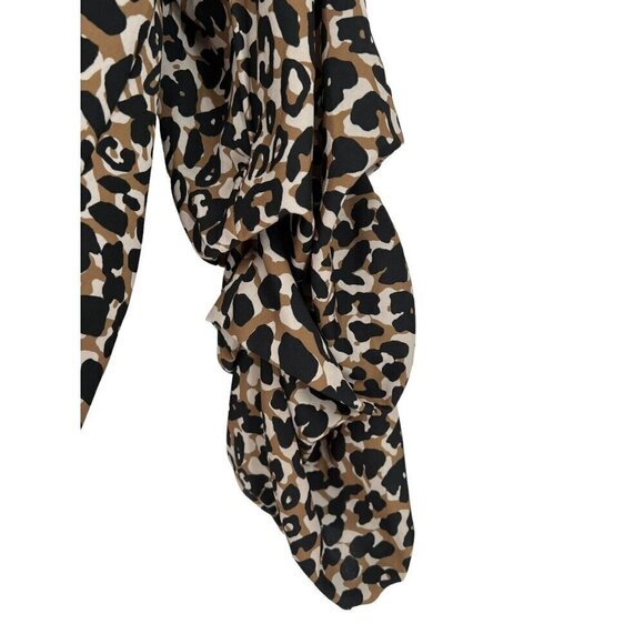 Eloquii Plus Size Blouse Size 20‎ Animal Print Ruched L/S V-Neck Casual Work - Picture 3 of 15